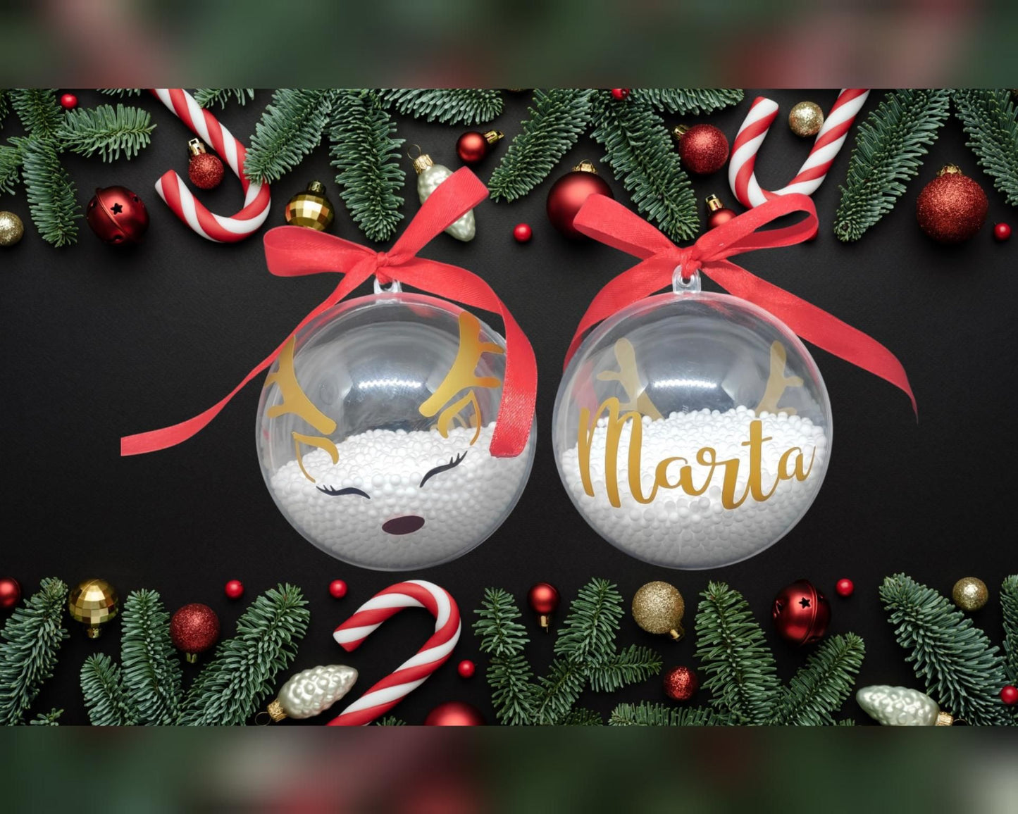 Bola de Navidad Personalizada rellena Renos