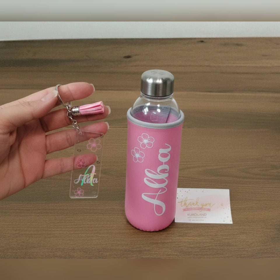 Pack regalo personalizado Botella+llavero